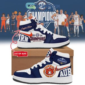 Auburn Tigers 2024 SEC Basketball Men’s Tournament Champions Personalized Air Jordan 1 Shoes