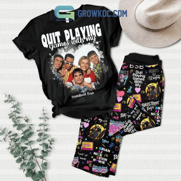 Backstreet Boys Quit Playing Game With My Backstreet Boys Black Fleece Pajamas Set
