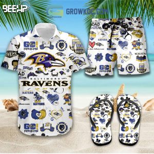 Baltimore Ravens Hawaiian Shirts And Shorts With Flip Flop