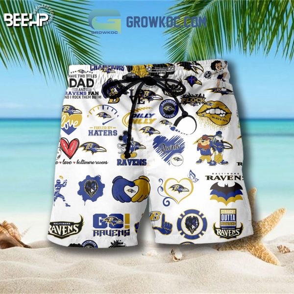 Baltimore Ravens Hawaiian Shirts And Shorts With Flip Flop