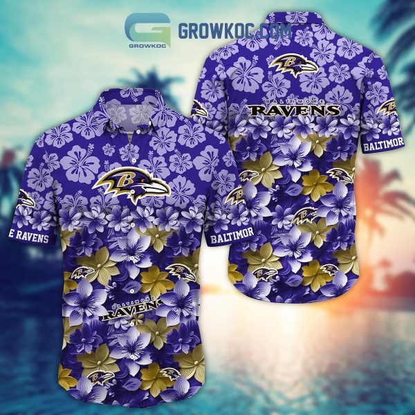 Baltimore Ravens Hibiscus Summer Flower Hawaiian Shirt