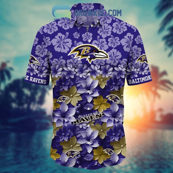 Baltimore Ravens Hibiscus Summer Flower Hawaiian Shirt