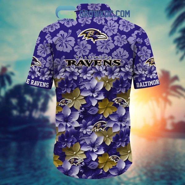 Baltimore Ravens Hibiscus Summer Flower Hawaiian Shirt