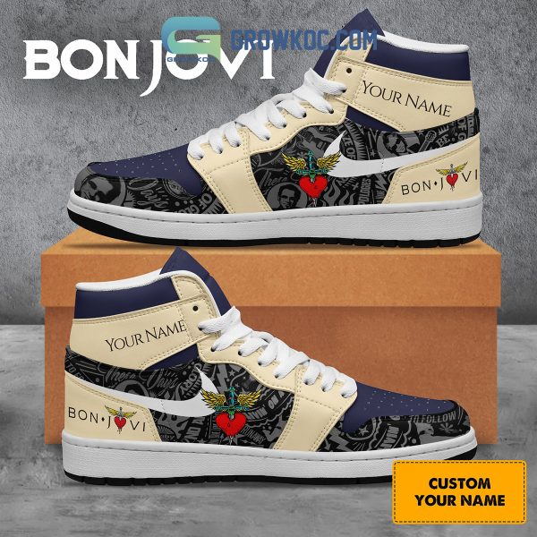 Bon Jovi Love Song Personalized Fan Air Jordan 1 Shoes White Design