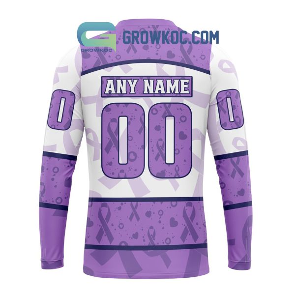 Calgary Flames Lavender Fight Cancer Personalized Hoodie Shirts