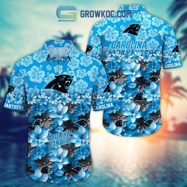 Carolina Panthers Hibiscus Summer Flower Hawaiian Shirt