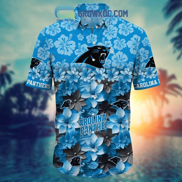 Carolina Panthers Hibiscus Summer Flower Hawaiian Shirt