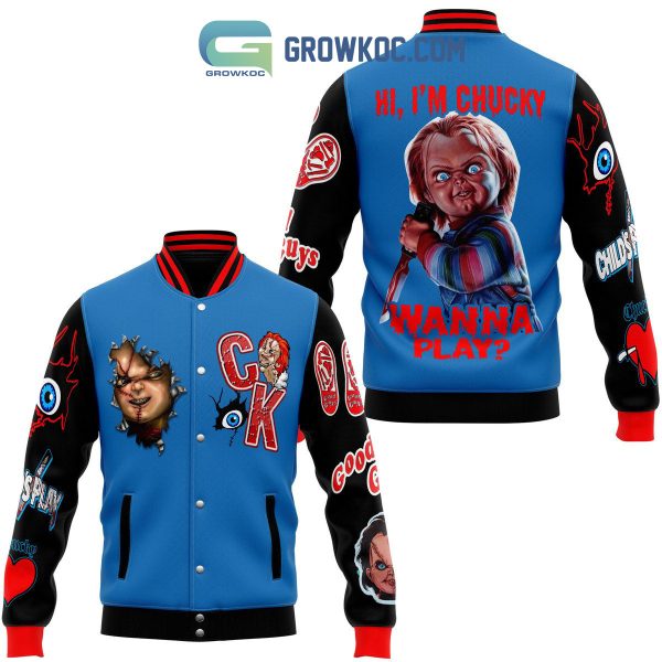 Child’s Play Hi I’m Chucky Wanna Play Good Boy Baseball Jacket