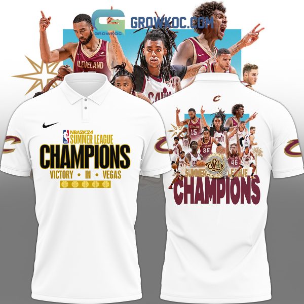 Cleveland Cavaliers Basketball 2024 Champions Victory In Vegas Polo Shirts White
