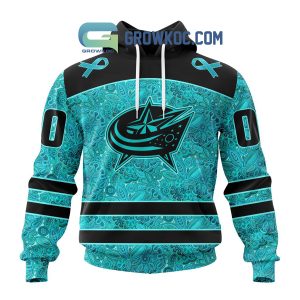 Columbus Blue Jackets Fight Ovarian Cancer Personalized Hoodie Shirts