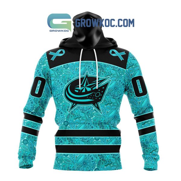 Columbus Blue Jackets Fight Ovarian Cancer Personalized Hoodie Shirts