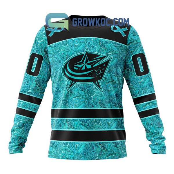 Columbus Blue Jackets Fight Ovarian Cancer Personalized Hoodie Shirts