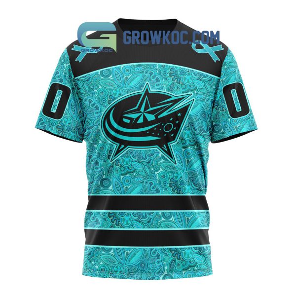 Columbus Blue Jackets Fight Ovarian Cancer Personalized Hoodie Shirts