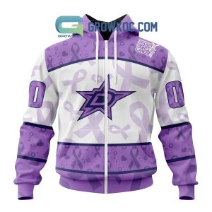 Dallas Stars Lavender Fight Cancer Personalized Hoodie Shirts