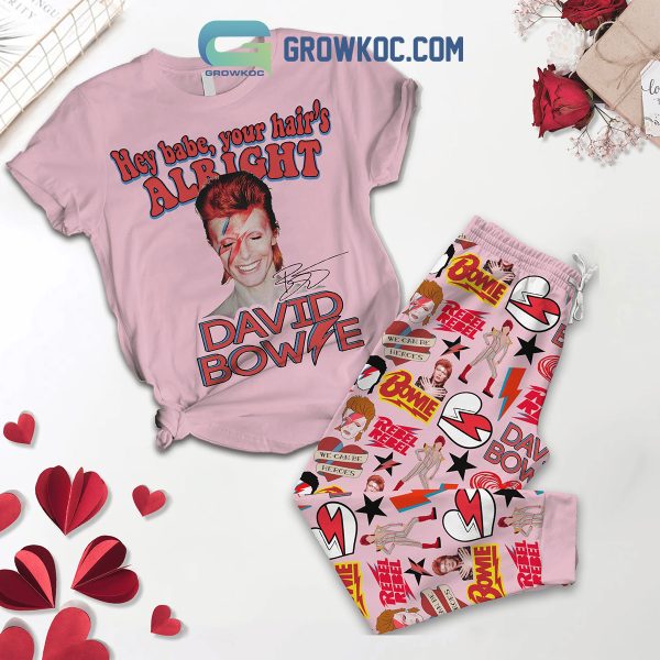 David Bowie Hey Babe Your Hair’s Alright Fleece Pajamas Set