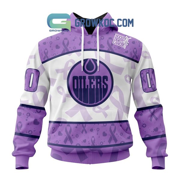 Edmonton Oilers Lavender Fight Cancer Personalized Hoodie Shirts