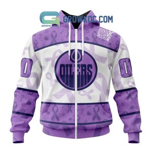 Edmonton Oilers Lavender Fight Cancer Personalized Hoodie Shirts
