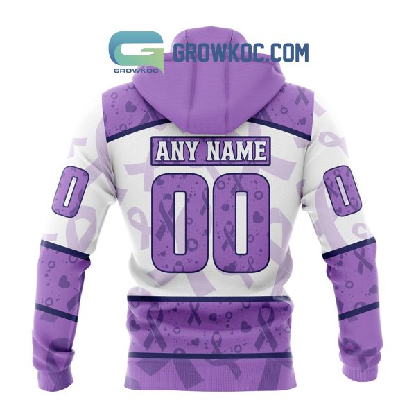 Edmonton Oilers Lavender Fight Cancer Personalized Hoodie Shirts