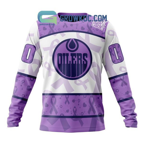 Edmonton Oilers Lavender Fight Cancer Personalized Hoodie Shirts