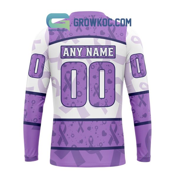 Edmonton Oilers Lavender Fight Cancer Personalized Hoodie Shirts