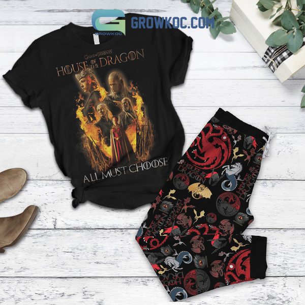 Game Of Thrones House Of The Dragon All Must Choose Fleece Pajamas Set