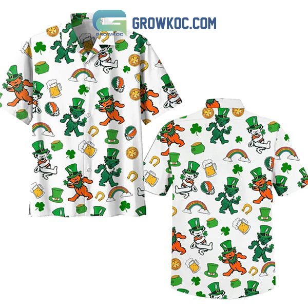 Grateful Dead The Dancing Bears Shamrocks Happy St. Patrick’s Day Hawaiian Shirt