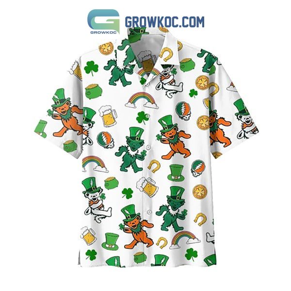 Grateful Dead The Dancing Bears Shamrocks Happy St. Patrick’s Day Hawaiian Shirt