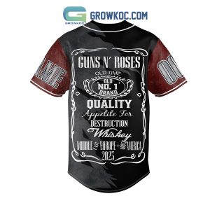 Guns N’ Roses Old Time Whiskey Personalized Baseball Jersey