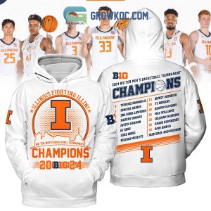 2024 Illinois Fighting Illini Big Ten Men’s Basketball Tournament Hoodie Shirts White Version