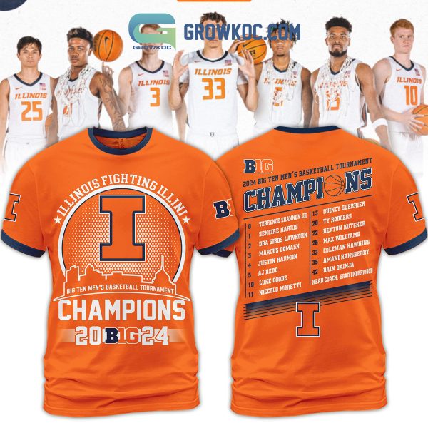 Illinois Fighting Illini Big Ten Men’s Basketball Tournament 2024 Orange Design Hoodie Shirts