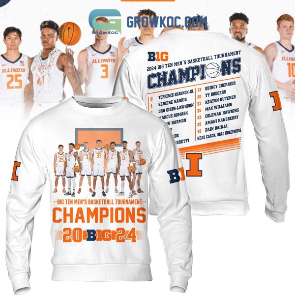 Big Ten Men’s Basketball Tournament 2024 Illinois Fighting Illini  Team Hoodie Shirts White Version