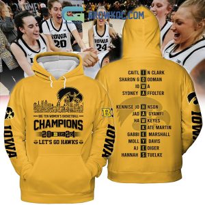 Iowa Hawkeyes Big Ten Champions Let’s Go Hawks 2024 Hoodie Shirts Yellow Design