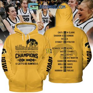 Iowa Hawkeyes Big Ten Champions Let’s Go Hawks 2024 Hoodie Shirts Yellow Design