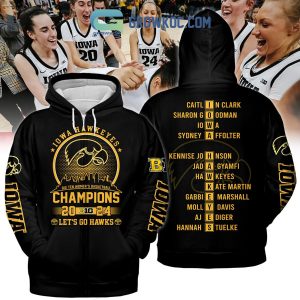 Iowa Hawkeyes Big Ten Women’s Basketball Champions 2024 Black Version Hoodie Shirts