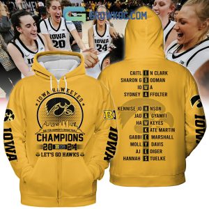 Iowa Hawkeyes Big Ten Women’s Basketball Champions 2024 Hoodie Shirts Yellow Design