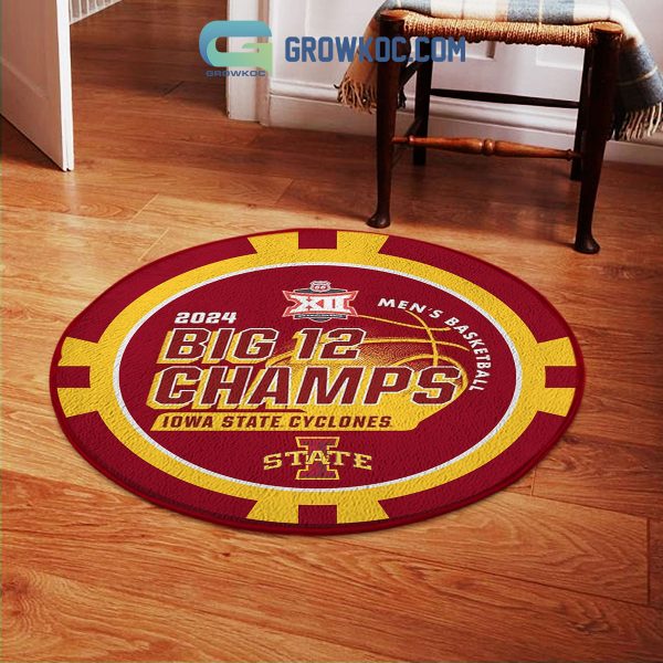 Iowa State Cyclones 2024 Big 12 Men’s Basketball Champions 7 Times Round Rug