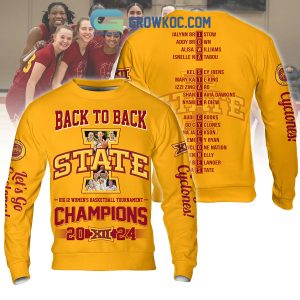 Iowa State Cyclones Big 12 Basketball Champions 2024 Back2back Hoodie Shirts Yellow Design