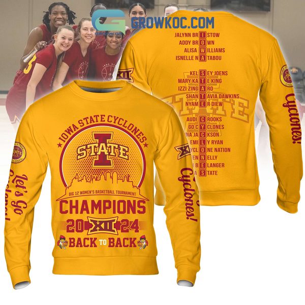 Iowa State Cyclones Big 12 Basketball Champions 2024 Hoodie Shirts Yellow Design