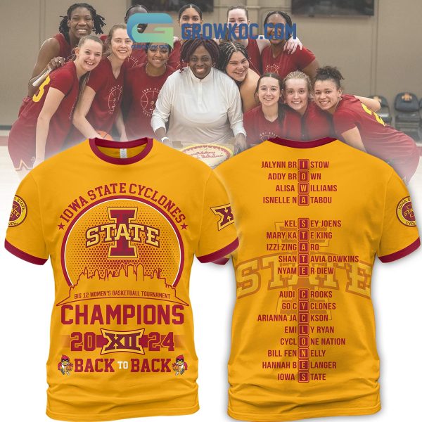 Iowa State Cyclones Big 12 Basketball Champions 2024 Hoodie Shirts Yellow Design