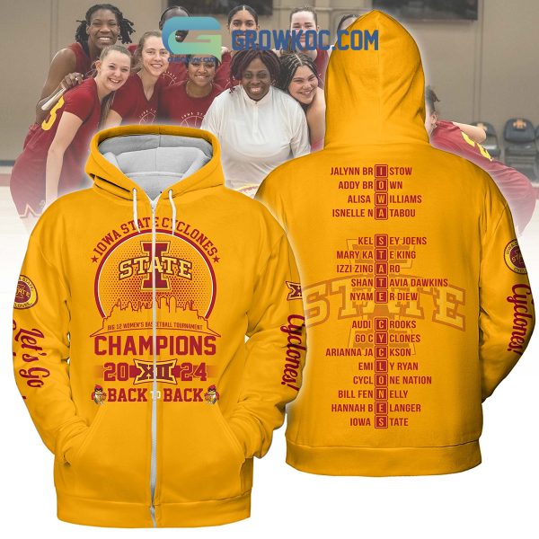 Iowa State Cyclones Big 12 Basketball Champions 2024 Hoodie Shirts Yellow Design