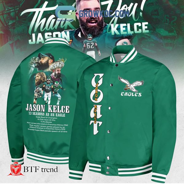 Jason Kelce 13 Season At Philadelphia Eagles Baseball Jacket