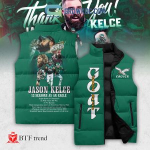 Jason Kelce 13 Season At Philadelphia Eagles Sleeveless Puffer Jacket