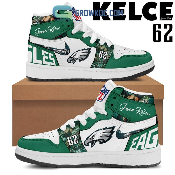 Jason Kelce Philadelphia Eagles Legend Air Jordan 1 Shoes Green Design