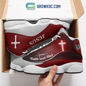 Jesus Faith Over Fear Red Design Air Jordan 13 Shoes