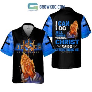 Jesus Is My Savior I Can Do All Things Through Christ Blue Design Polo Shirts