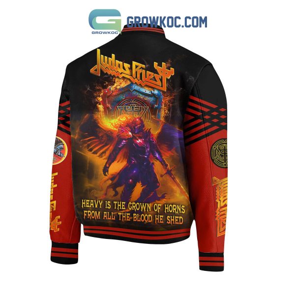 Judas Priest Heavy Is The Crown Of Horns From All The Blood He Shed Baseball Jacket