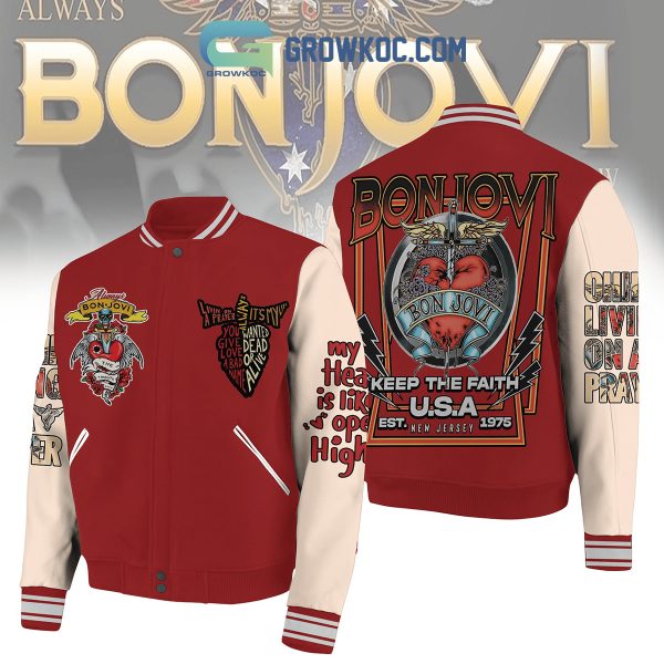 Keep The Faith U.S.A New Jersey Bon Jovi Baseball Jacket