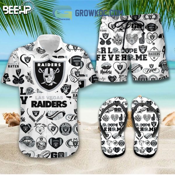 Las Vegas Raiders Hawaiian Shirts And Shorts With Flip Flop