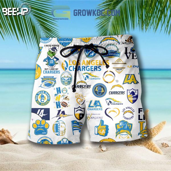 Los Angeles Chargers Hawaiian Shirts And Shorts With Flip Flop