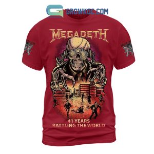 Megadeth 41 Years Rattling The World Hoodie Shirts Red Design